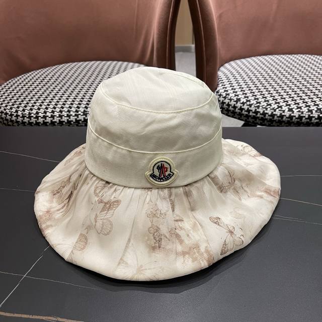 Moncler Printed Sun Hat for Women, Spring/Summer, Foldable, Sun Protection, Trav