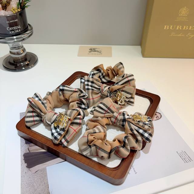 Burberry classic check scrunchie hair tie with packaging . All details of the cu