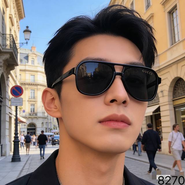 Gucc*Celebrity-style sunglasses for men, European and American style oversized f