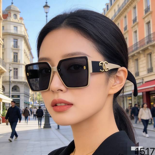 Gucc*2026 New Large Frame Sunglasses for Women, High-End Style, Slimming for Rou