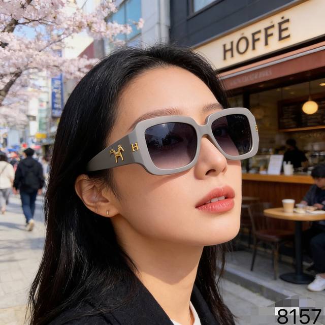 Herme*明星复古街拍墨镜女潮高级感方形大框显瘦夏季开车太阳眼镜 Herme*明星复古街拍墨镜女潮高级感方形大框显瘦夏季开车太阳眼镜
