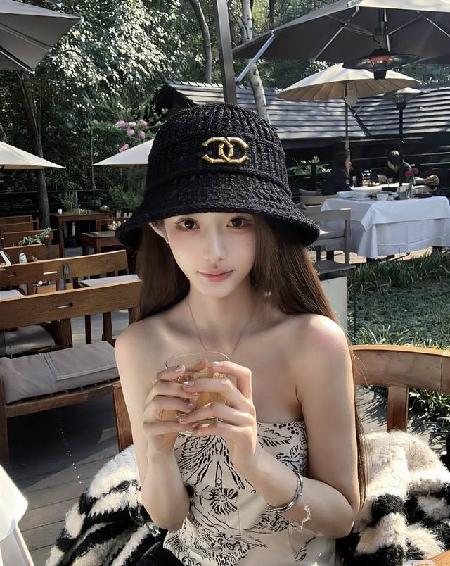 Chanel 2026 New Sweet Hollowed-out Fisherman Hat for Women, Summer Breathable Ve Chanel 2026 New Sweet Hollowed-out Fisherman Hat for Women, Summer Breathable Ve