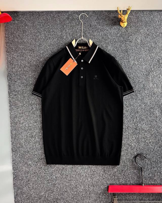 Lp* 2026 Summer Lapel Knit Short-Sleeve New Top-Tier Private Goods, Color-Blocke