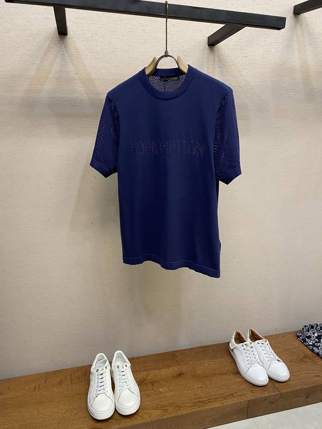 1V, Louis Vuitton Mesh Openwork Short-Sleeve Knit Sweater ( 2026 Fw), a new seas