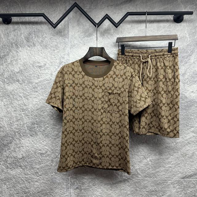 Coach 2026 New Embroidered Couple Short-Sleeve T-Shirt and Pants Set. Made with
