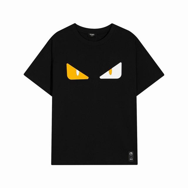 高端品质 Fendi 芬迪小怪兽眼睛圆领短袖，后背硅胶字母Logo，高克重原版洗水面料，洗水完280G重，原版工艺，宽松版型，男女同款。 尺寸： S M L X