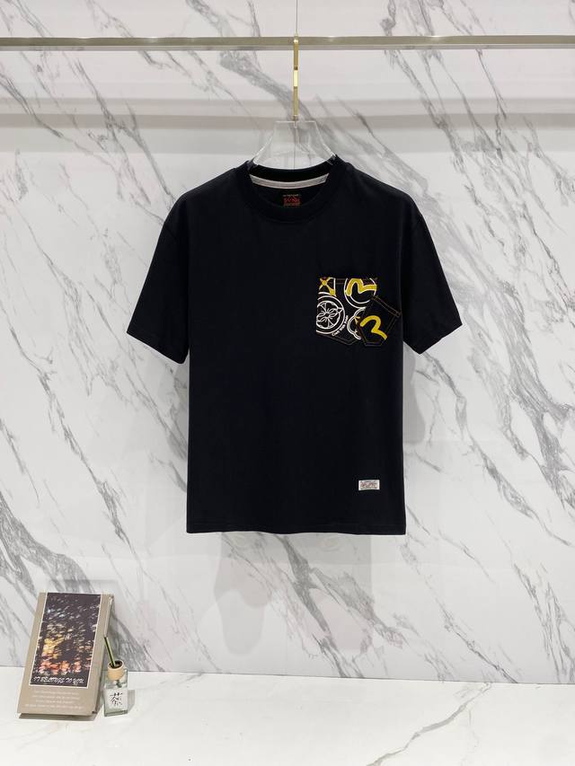 Evisu 2025 Fortune God Multi-Pocket T-Shirt, High-Quality Version, Made of 300g
