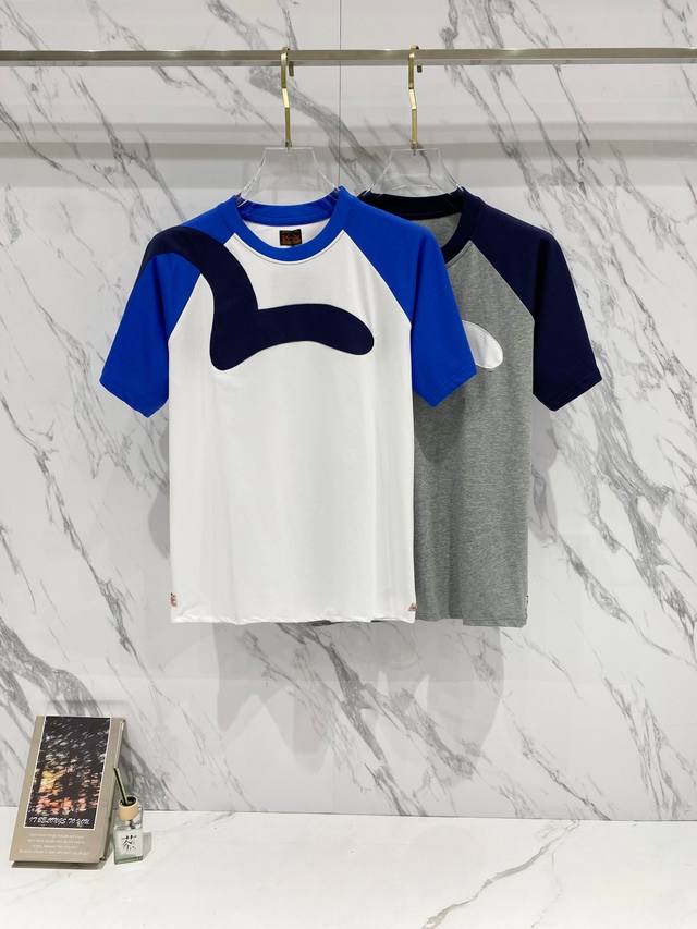 Evisu 2025 New Style Seagull Patchwork Short-Sleeve T-Shirt Hot Selling Seagull
