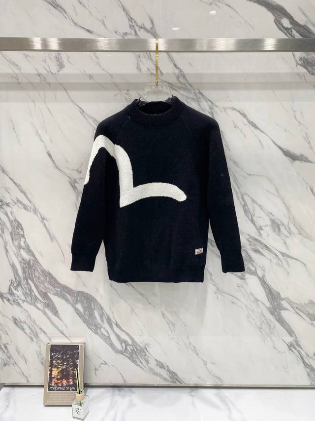 Evisu Seagull Knit Collaboration Fortune God Crew Neck Oversized M Knit Sweater