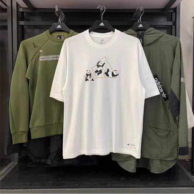 特价140 阿迪达斯T恤男夏季新款款熊猫印花半袖篮球运动服宽松美式短袖男Jz3274 Jz3275 尺码S-2Xl
