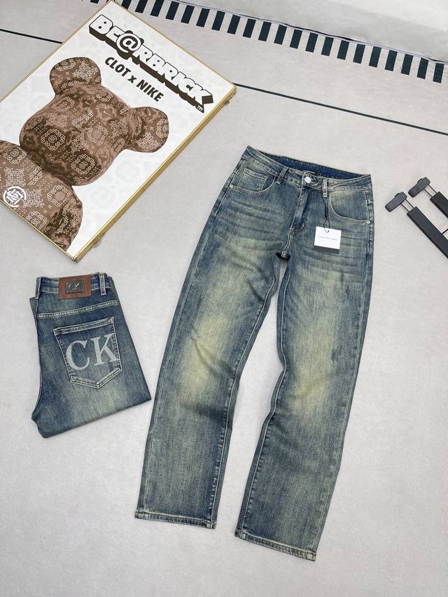 240 Calvin Klein CK Heavy Wash Logo Jeans, Spring 2026 New Arrival. These high-q