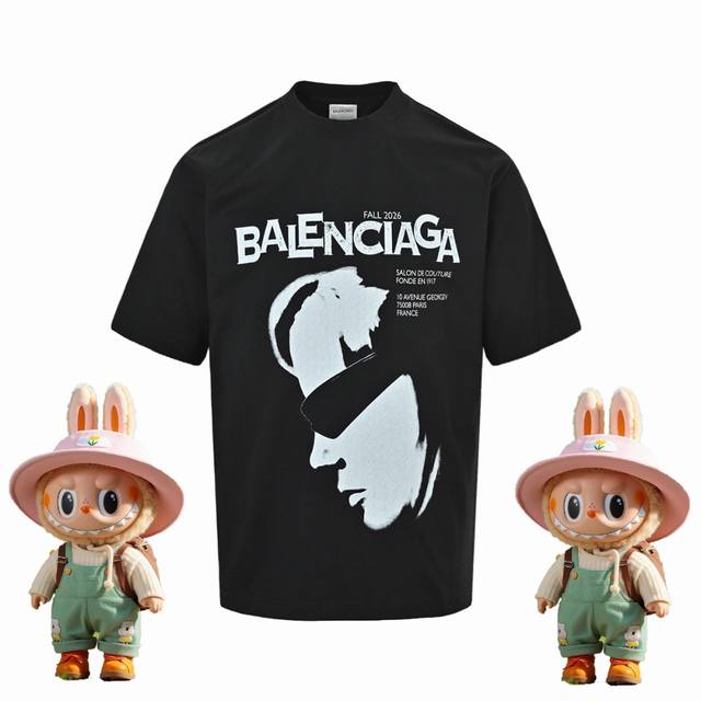 180 Balenciaga Portrait Art Letter Print Short-Sleeve T-Shirt. New arrival simul