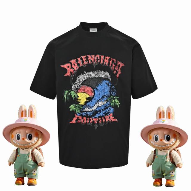 180 Balenciaga Hawaiian Beach Print Short-Sleeve T-Shirt. is a new 26Ss style, d