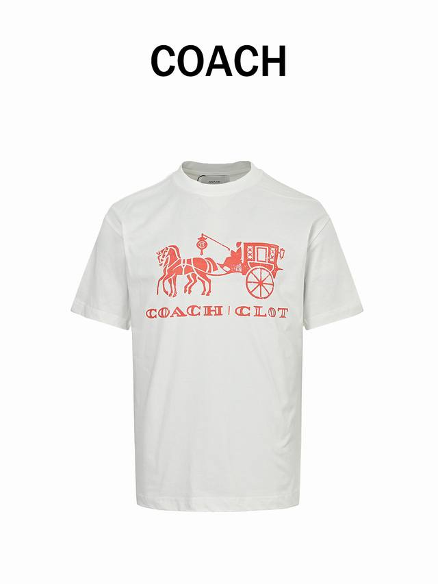 160 Clot X Coach Coach Horse and Carriage Pattern Letter Short-Sleeve T-Shirt 26