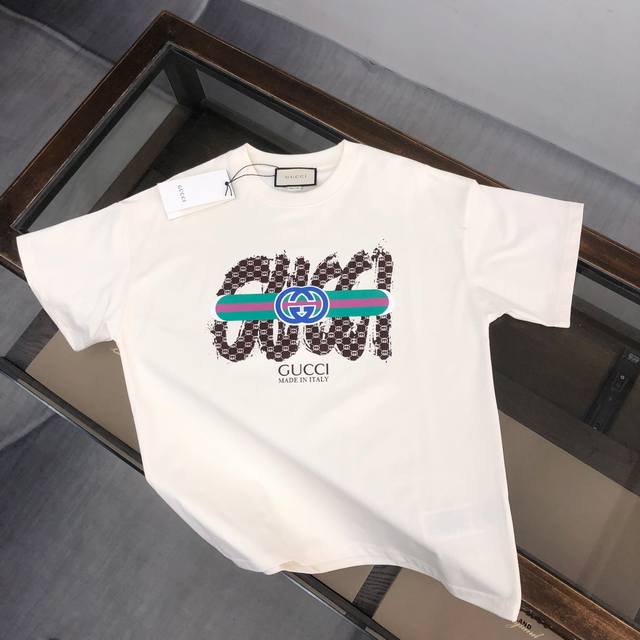 Gucci Summer New Crew Neck Short Sleeve T-Shirt! High-end pure cotton fabric, wi