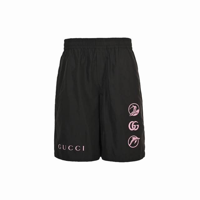 170 Gucci 25Ss Ski Logo Color Block Shorts Custom Lyocell fabric, 3D three-dimen