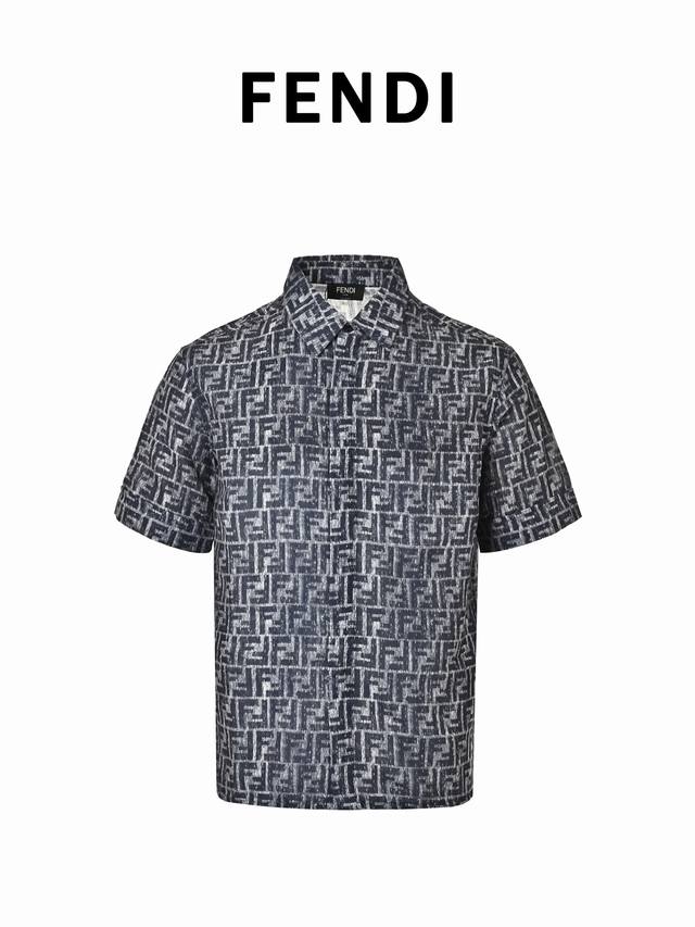 310 Fendi Full-width Ff Short-sleeved Shirt . Made of custom cotton-linen blend 310 Fendi Full-width Ff Short-sleeved Shirt . Made of custom cotton-linen blend