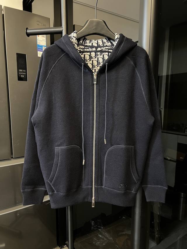 Next-day return. Dior 25Fw Jacquard Reversible Cashmere Embroidered Cardigan in