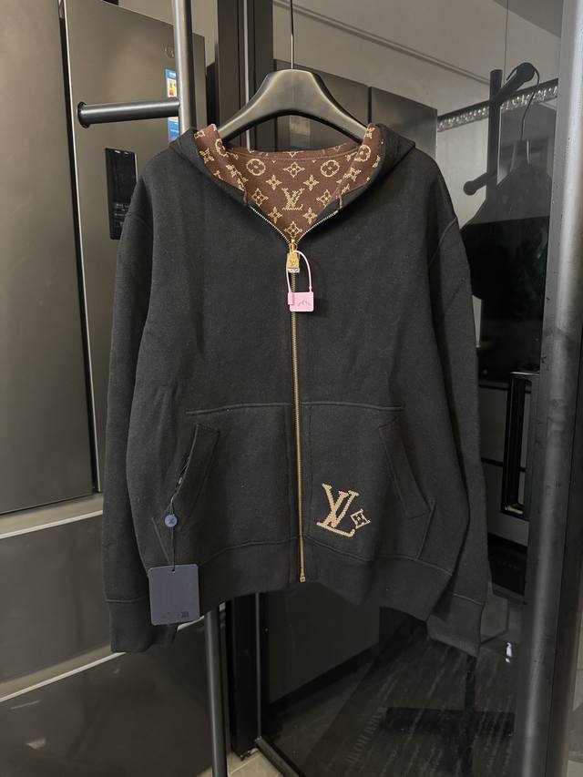(Next Day) Louis 26Fw Reversible Letter Jacquard Hooded Knit Cashmere Zip-Up Jac
