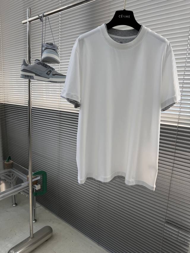 - Brunello Cucinelli Bc Faux Two-Piece Crew Neck Short-Sleeve T-Shirt 2026Ss Ear