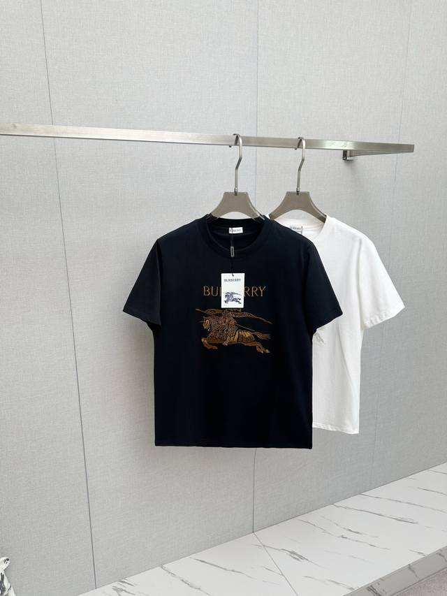 2026Ss New Arrival Burberry Equestrian Knight Embroidered Cotton Knit Crew Neck