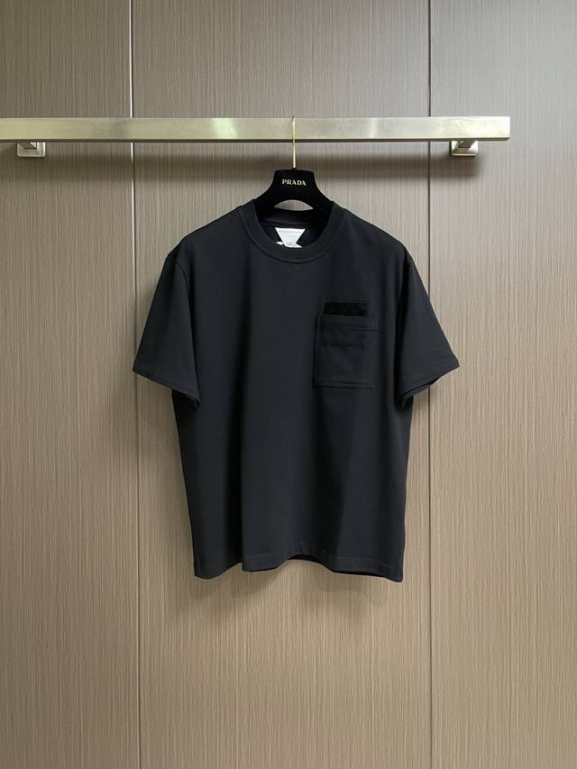 250 Bv Bottega Veneta quilted leather label pocket short-sleeved T-shirt, made o