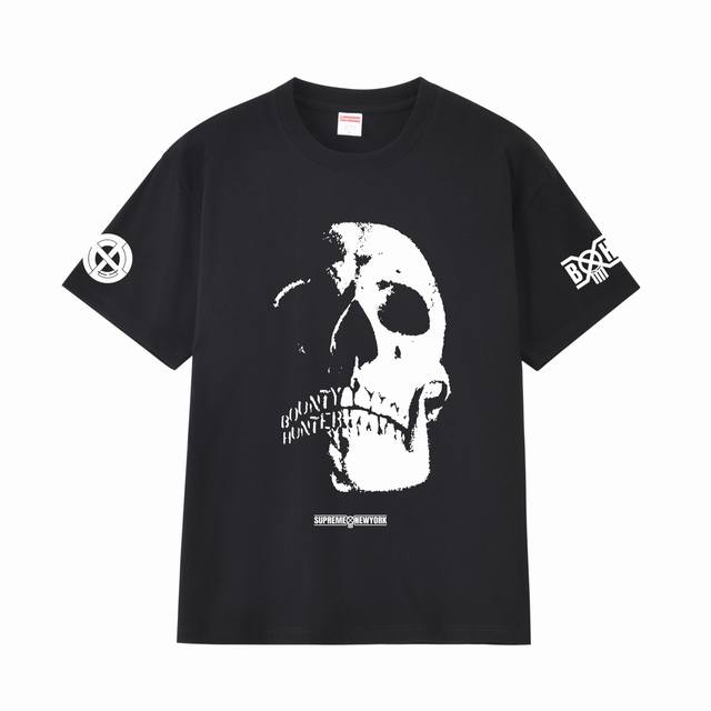 款号M413# Supreme X Bounty Hunter 联名款 Fw23 Week6 Skulls Tee 骷髅头印花圆领短袖美式潮流T恤 男女同款 宽