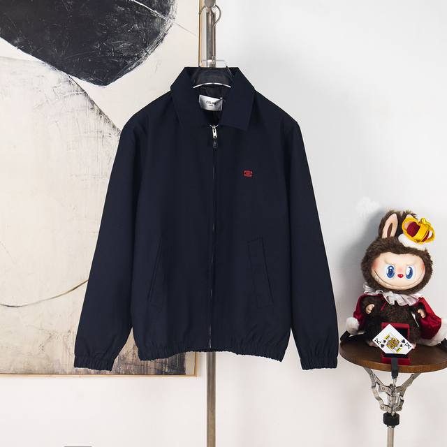 Zp版本［独家供应］ Celine 刺绣凯旋门拉链干部夹克 面料：采用32支精梳纯棉面料，搭配羊毛60%羊毛成份定织。双层复合加厚，克重约为400克。内衬搭配高
