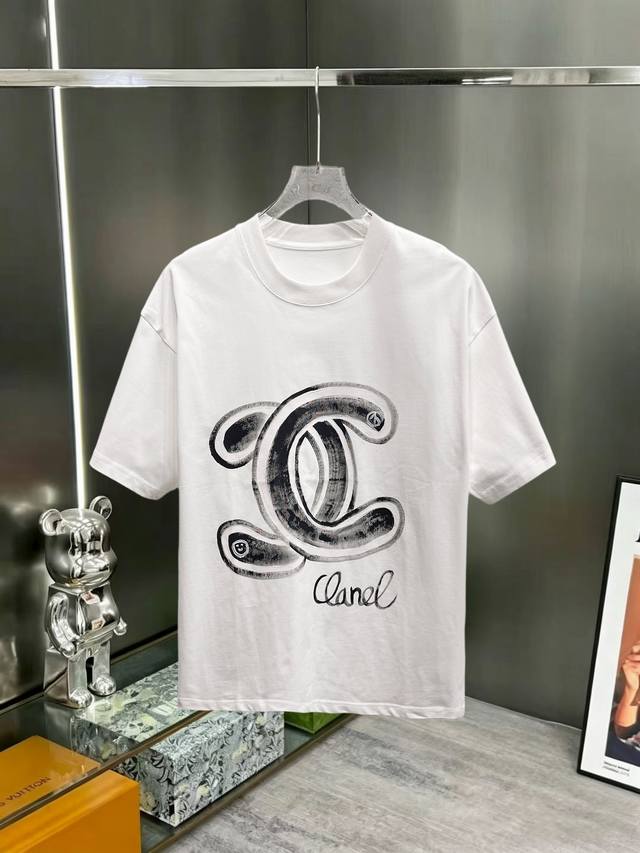 Chanel Hand-Painted T-Shirt Evenly distributed colors, loose fit, will not defor Chanel Hand-Painted T-Shirt Evenly distributed colors, loose fit, will not defor