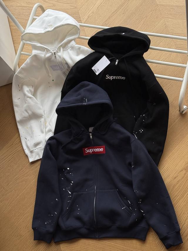 供210 Supreme × Mm6 Maison Margiela 联名款 Ss26 Week4 Box Logo Zip Up Hooded Sweatsh