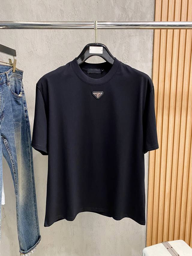 80 Prada. 2026 Summer New Arrival Short-Sleeve T-Shirt. Fabric: 240g pure cotton