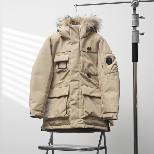 工厂pp直供660 Kolon Sport丨可隆戈尔工装大毛领连帽羽绒服 配色：卡其 尺码：S-Xxl