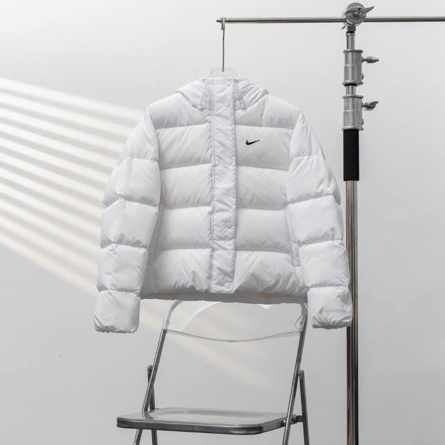 工厂pp直供350 Nike丨耐克小标五格连帽羽绒服 配色：白色 尺码：S-L