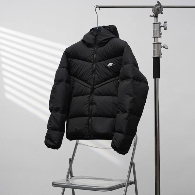 工厂pp直供430 Nike丨耐克拼接连帽羽绒服 配色：黑色 尺码：S-Xxl
