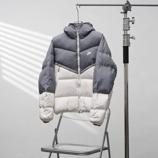 工厂pp直供430 Nike丨耐克拼接连帽羽绒服 配色：灰色 尺码：S-Xxl