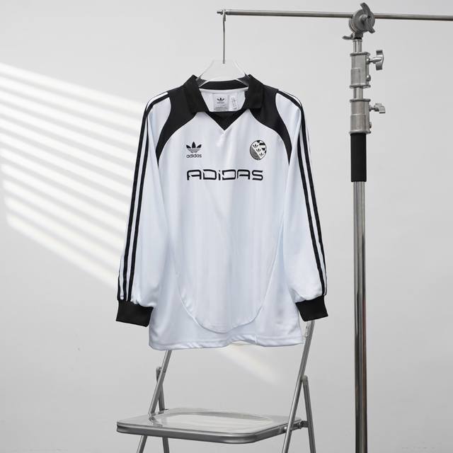 工厂pp直供160 Adidas丨三叶草8803翻领长袖T恤 配色：白色 尺码：M-Xxl