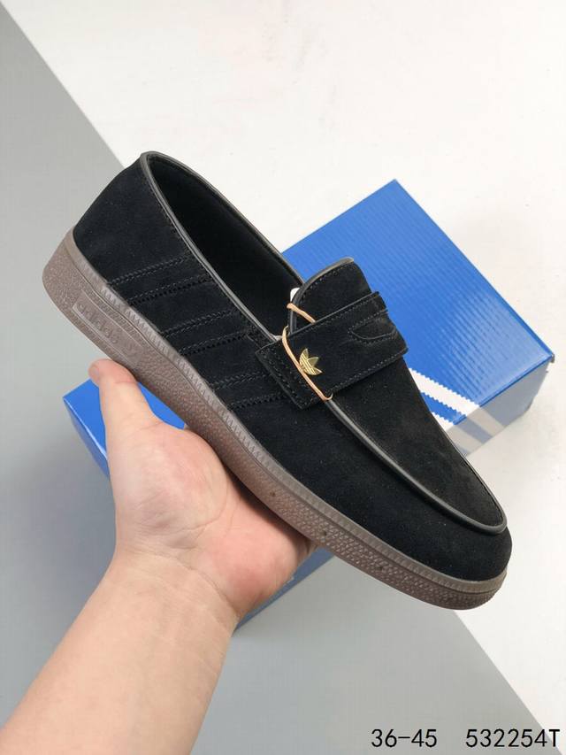 170 公司级Adidas Handball Spezial Loafer W 官方正确版本 阿迪达斯经典款 复古休闲板鞋 全鞋采用反毛皮制作 牛筋耐磨大底 承