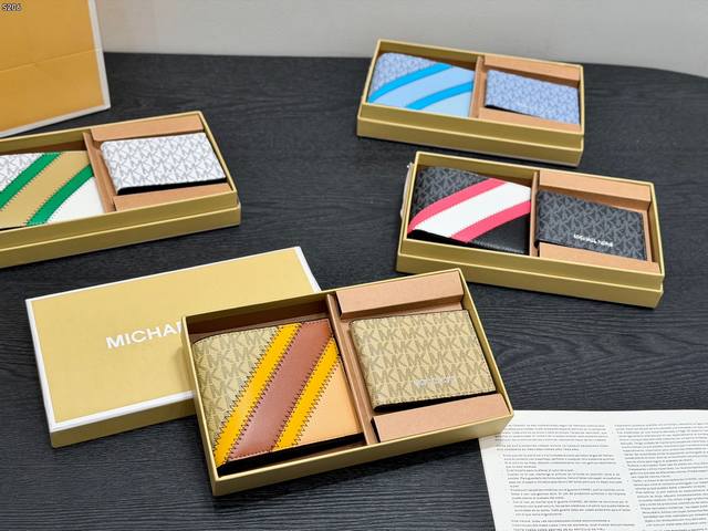 Gift Box Packaging MK New Men's Wallet Set Wallet Card Holder Keychain Men's Wal Gift Box Packaging MK New Men's Wallet Set Wallet Card Holder Keychain Men's Wal