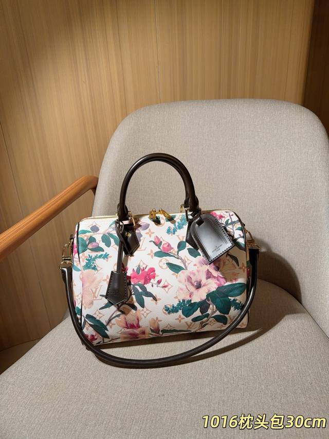290 无盒 Lv 路易威登 新品花卉系列Speedy30枕头包 尺寸30×21×17 1016