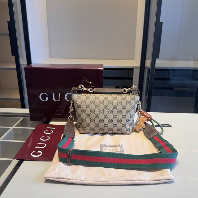 310牛皮系列 顶级货全套包装芯片扫码 赠送小马挂件Gucci Mini Gg专柜新款Brera系列帆布饭盒包明星同款！配长带！高端货！原版帆布配牛皮！肖战同款