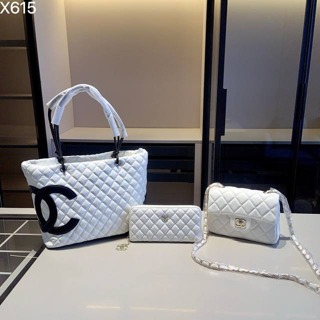 240 New Arrival Combo X615 Chanel Tote Bag + Chanel Square Chubby Bag + Chanel W