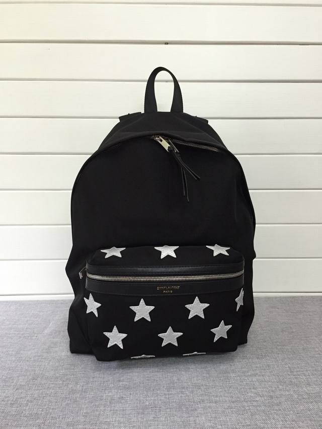 Top-tier replica Saint Laurent City backpack in black and white leather, cotton Top-tier replica Saint Laurent City backpack in black and white leather, cotton