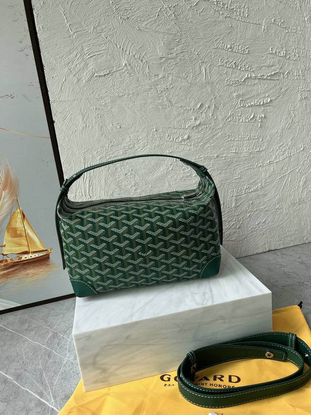 原单原单 Goyard Bowling 25Y字老花满印拉链开合 帆布拼皮 收纳包 手拿包 化妆包 男女同款情侣款 尺寸: 长24Cm 宽12Cm 高13Cm
