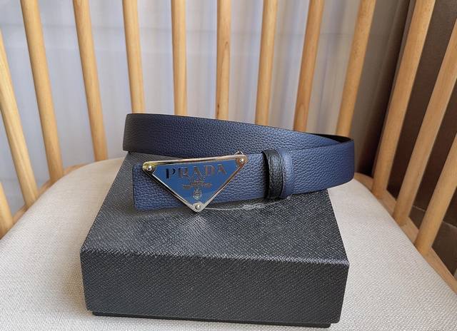 Prada, the latest double-sided pebbled belt from the Prada boutique, comes from