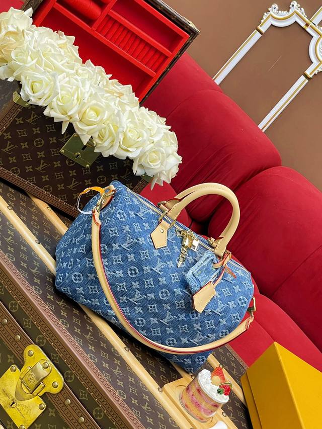 特级Mb动态163C Uid变码芯片 Speedy BandoulièRe 30 手袋 M14430蓝色 本款产品取材丹宁布焕新演绎 Speedy Soft 3