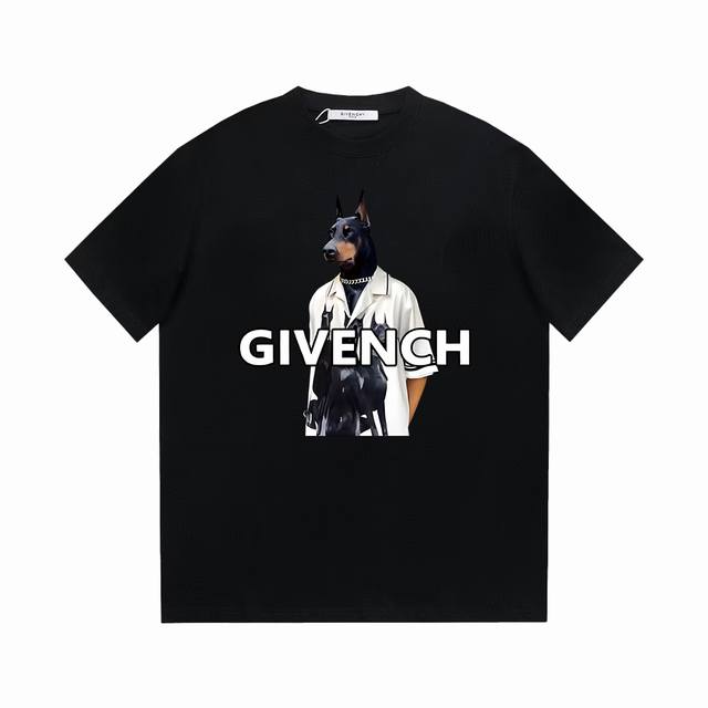 100 Givenchy 纪梵希 印花Logo纯棉百搭潮流短袖T恤男女同款 吊牌 领标 水洗唛 三标齐全 定织定染280克精梳棉面料 尺码：S-Xxl 颜色：黑