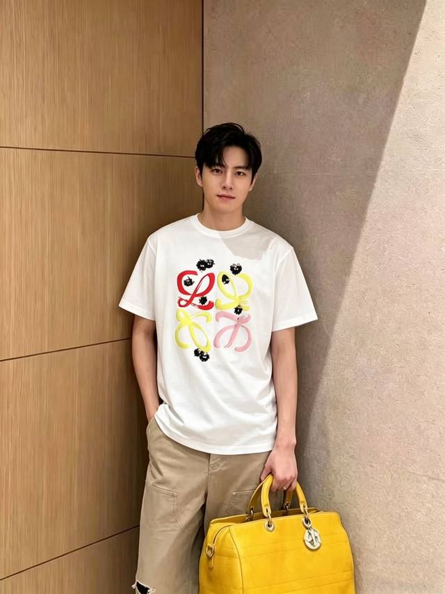 Loewe 罗意威2026春夏新品 三标齐全 圆领丝光棉短袖T恤 专柜码数：M-Xxxl 175 140建议L