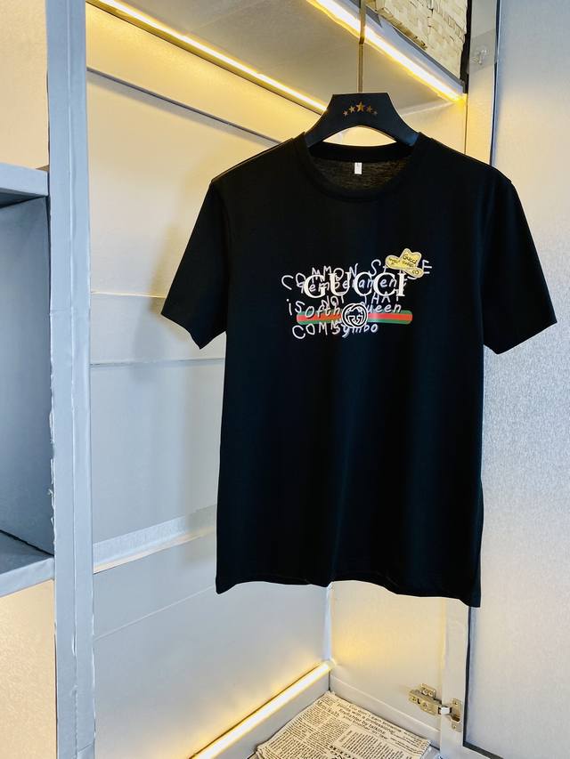 穿240斤 胖子福音 情侣款 码数：M-6Xl 古奇Gucci 原单品质 2026最新款 男装短袖T恤 衣服 精选专柜订制顶级丝光棉进口面料 所有细节做工完美1