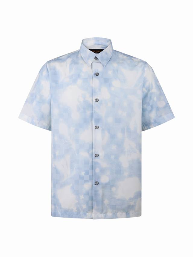 Louis Vuitton 26Ss叠印标识印花短袖衬衫 正品10400购入开发 100%全棉数码直喷面料170克 数码直喷 定位裁床 定制1：1皮标 定制1：