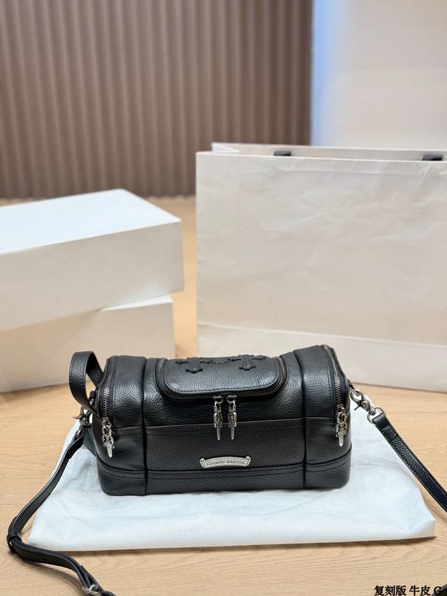 Replica Cowhide Chrome Hearts Makeup Bag (Crossbody). Made of top-grain cowhide